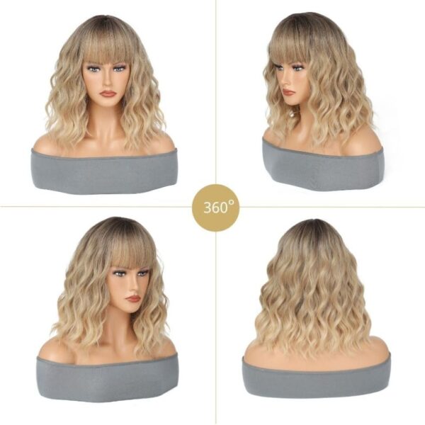 14-Inch Ombre Blonde Wig with Bangs