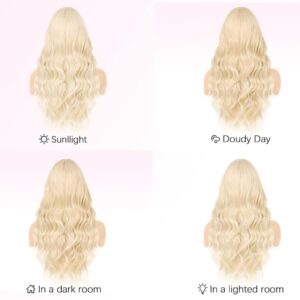 28 Inch Blonde Wig with Bangs for Women