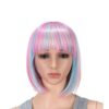 SWACC Short Straight Bob Wig with Bangs, Synthetic Multi-Colored Wig